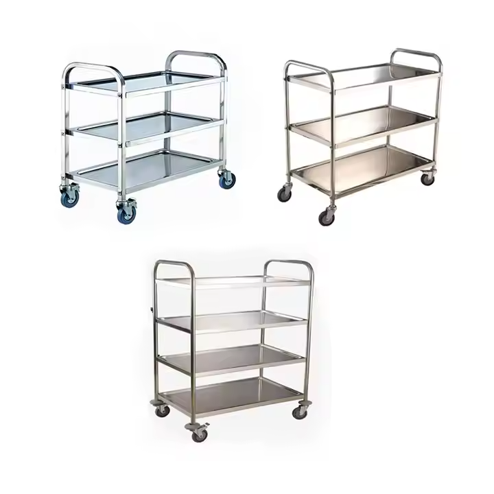 3 Tiers Stainless Steel Serving Trolley Cart