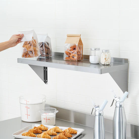 16-Gauge 430 Stainless Steel Solid Wall Shelf - Medium Duty 36" x 12" x 10"