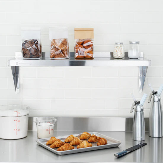 16-Gauge 430 Stainless Steel Solid Wall Shelf - Medium Duty 36" x 12" x 10"